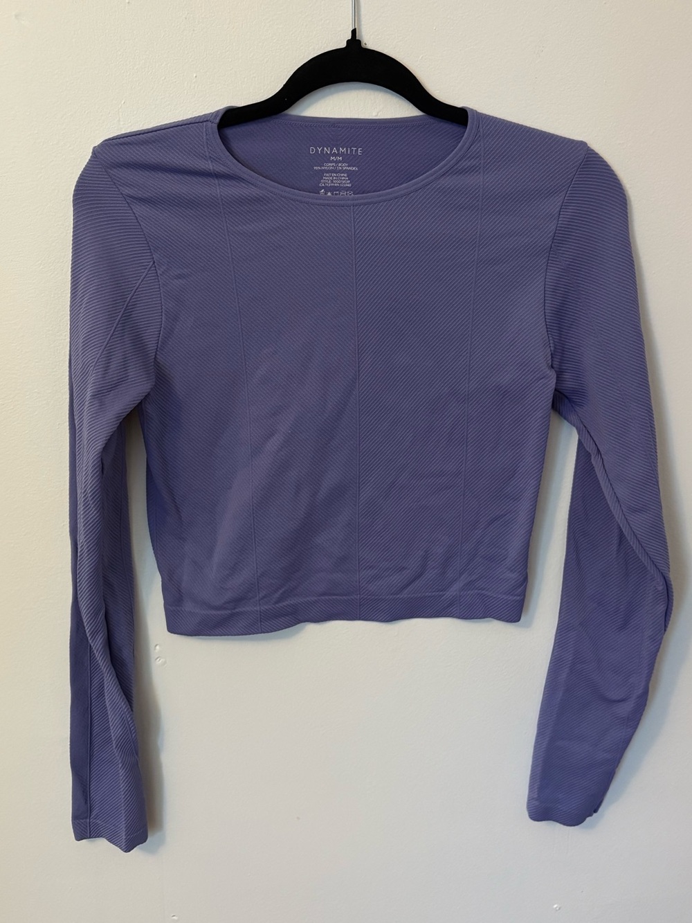 Dynamite Lilac Ribbed Long-Sleeve Crop Top